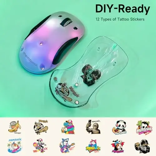 memzuoix 2.4G LED Wireless Mouse, Rechargeable Ergonomic Mouse with Detachable Cover, 1200 DPI Portable Optical Computer Mouse with USB Receiver for Laptop/PC/Desktop/MacBook, 5 Buttons-with Stickers - 3