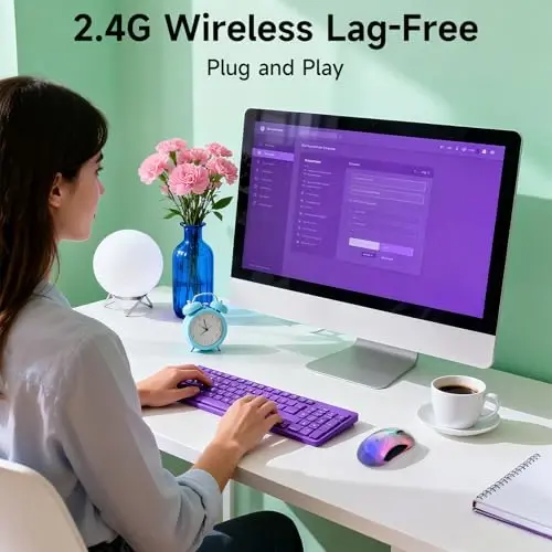 memzuoix 2.4G LED Wireless Mouse, Rechargeable Ergonomic Mouse with Detachable Cover, 1200 DPI Portable Optical Computer Mouse with USB Receiver for Laptop/PC/Desktop/MacBook, 5 Buttons-with Stickers - 6