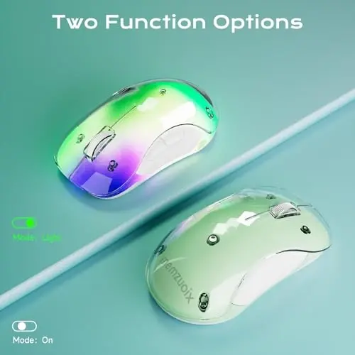 memzuoix 2.4G LED Wireless Mouse, Rechargeable Ergonomic Mouse with Detachable Cover, 1400 DPI Portable Optical Computer Mouse with USB Receiver for Laptop, PC, Desktop and MacBook, 5 Buttons-Green - 2
