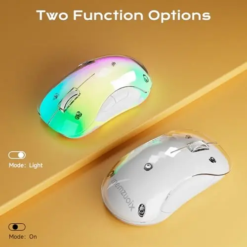 memzuoix 2.4G LED Wireless Mouse, Rechargeable Ergonomic Mouse with Detachable Cover, 1400 DPI Portable Optical Computer Mouse with USB Receiver for Laptop, PC, Desktop and MacBook, 5 Buttons - 2