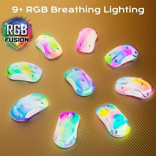 memzuoix 2.4G LED Wireless Mouse, Rechargeable Ergonomic Mouse with Detachable Cover, 1400 DPI Portable Optical Computer Mouse with USB Receiver for Laptop, PC, Desktop and MacBook, 5 Buttons - 3