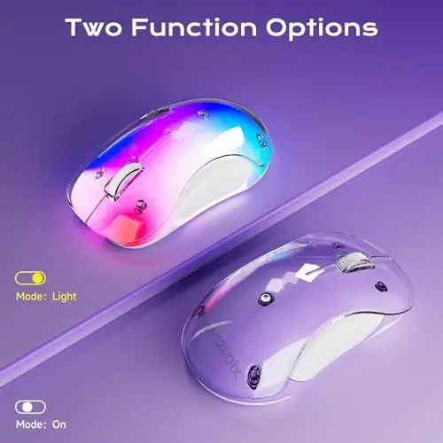 memzuoix 2.4G LED Wireless Mouse, Rechargeable Ergonomic Mouse with Detachable Cover, 1400 DPI Portable Optical Computer Mouse with USB Receiver for Laptop, PC, Desktop and MacBook, 5 Buttons-Purple - 2