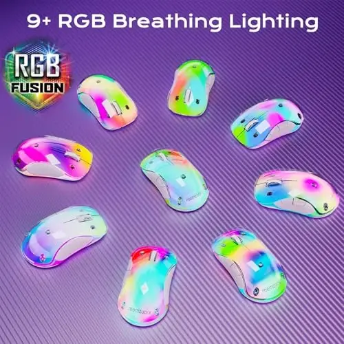 memzuoix 2.4G LED Wireless Mouse, Rechargeable Ergonomic Mouse with Detachable Cover, 1400 DPI Portable Optical Computer Mouse with USB Receiver for Laptop, PC, Desktop and MacBook, 5 Buttons-Purple - 3