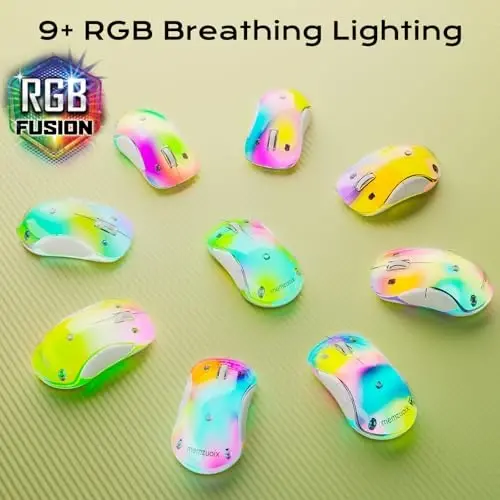 memzuoix 2.4G LED Wireless Mouse, Rechargeable Ergonomic Mouse with Detachable Cover, 1400 DPI Portable Optical Computer Mouse with USB Receiver for Laptop, PC, Desktop and MacBook, 5 Buttons-Yellow - 3