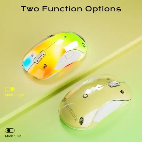 memzuoix 2.4G LED Wireless Mouse, Rechargeable Ergonomic Mouse with Detachable Cover, 1400 DPI Portable Optical Computer Mouse with USB Receiver for Laptop, PC, Desktop and MacBook, 5 Buttons-Yellow - 2