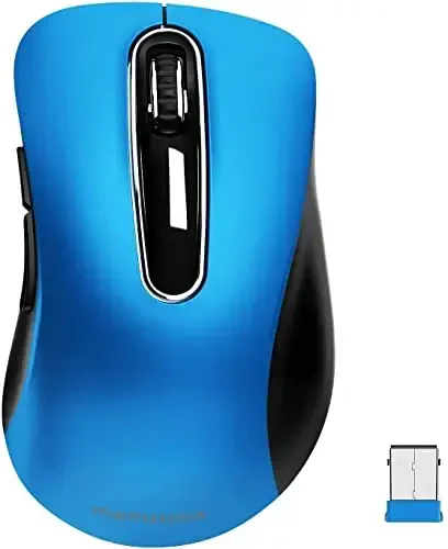 memzuoix 2.4G Portable Wireless Mouse, 1400 DPI Mobile Optical Cordless Mice with USB Receiver for Computer, Laptop, PC, Desktop, MacBook, 5 Buttons, Blue - 6