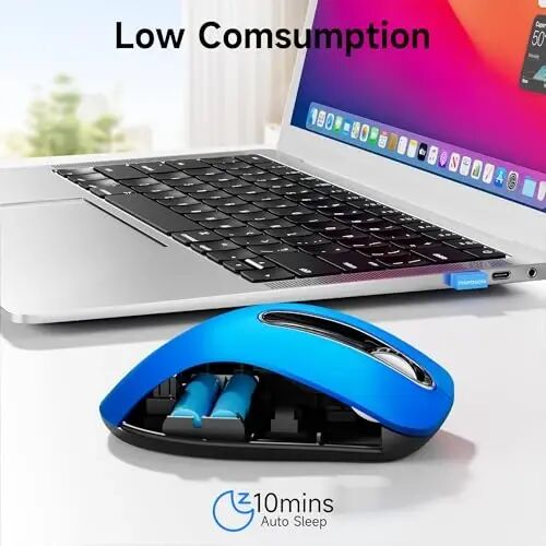 memzuoix 2.4G Portable Wireless Mouse, 1400 DPI Mobile Optical Cordless Mice with USB Receiver for Computer, Laptop, PC, Desktop, MacBook, 5 Buttons, Blue - 4