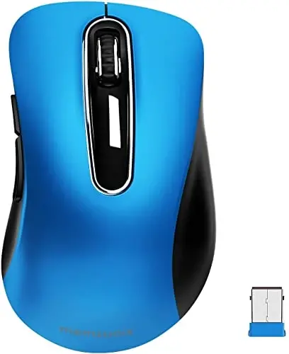 memzuoix 2.4G Portable Wireless Mouse, 1400 DPI Mobile Optical Cordless Mice with USB Receiver for Computer, Laptop, PC, Desktop, MacBook, 5 Buttons, Blue - 5