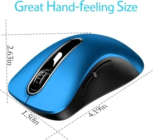 memzuoix 2.4G Portable Wireless Mouse, 1400 DPI Mobile Optical Cordless Mice with USB Receiver for Computer, Laptop, PC, Desktop, MacBook, 5 Buttons, Blue - 2