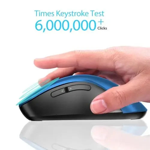 memzuoix 2.4G Portable Wireless Mouse, 1400 DPI Mobile Optical Cordless Mice with USB Receiver for Computer, Laptop, PC, Desktop, MacBook, 5 Buttons, Blue - 4