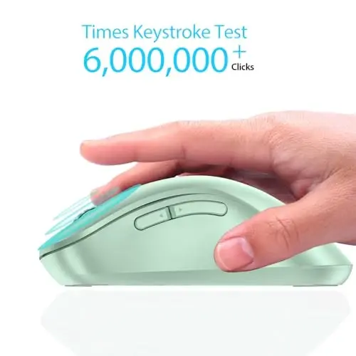 memzuoix 2.4G Wireless Mouse, 1400 DPI Computer Mice USB Receiver, Portable Wireless USB Mouse Battery Powered Cordless Mice for Laptop, PC, Desktop, 5 Buttons (Light Green) - 5