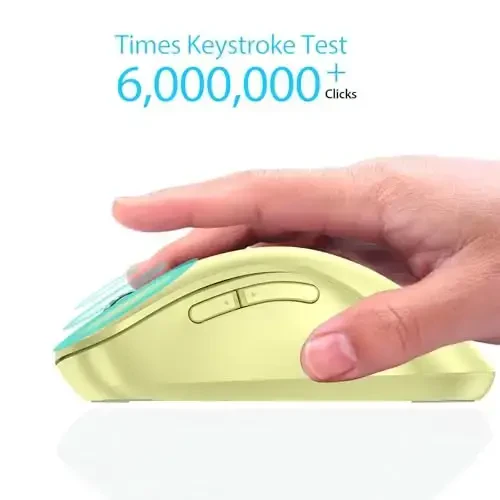 memzuoix 2.4G Wireless Mouse, 1400 DPI Computer Mice USB Receiver, Portable Wireless USB Mouse Battery Powered Cordless Mice for Laptop, PC, Desktop, 5 Buttons (Light Yellow) - 4