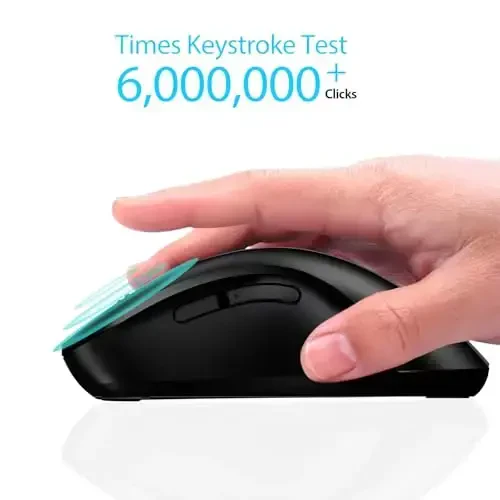 memzuoix 2.4G Wireless Mouse, 1400 DPI Computer Mice with USB Receiver, Portable Wireless USB Battery Powered Cordless Mouse for Laptop, PC, Desktop, 5 Buttons (Matte Black) - 3