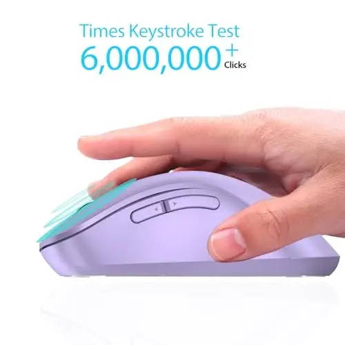 memzuoix 2.4G Wireless Mouse, 1400 DPI Computer Mice with USB Receiver, Portable Wireless USB Mouse Battery Powered Cordless Mice for Laptop, PC, Desktop, 5 Buttons (Lilac) - 4