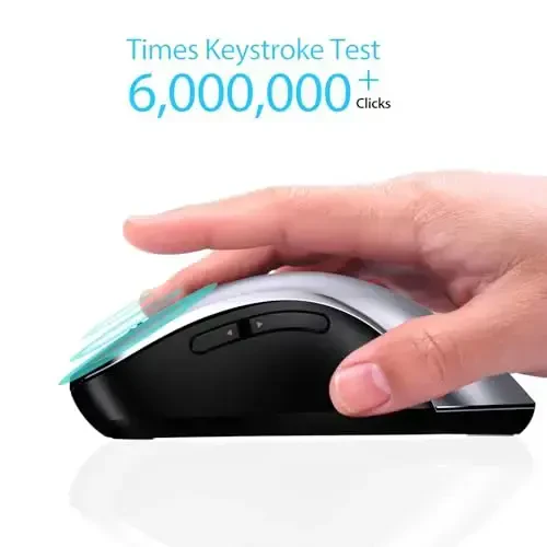 memzuoix 2.4G Wireless Mouse, 1400 DPI Mobile Optical Cordless Mouse with USB Receiver, Portable Computer Mice Wireless Mice for Laptop, PC, Desktop, MacBook, 5 Buttons (Gunmetal) - 6