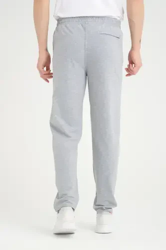 Men Anthracite - Gray Relaxed Fit Straight Leg Embroidered Detail Jersey Fabric Sweatpants-Anthracite - 7