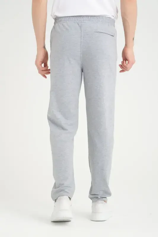 Men Anthracite - Gray Relaxed Fit Straight Leg Embroidered Detail Jersey Fabric Sweatpants-Anthracite - 7