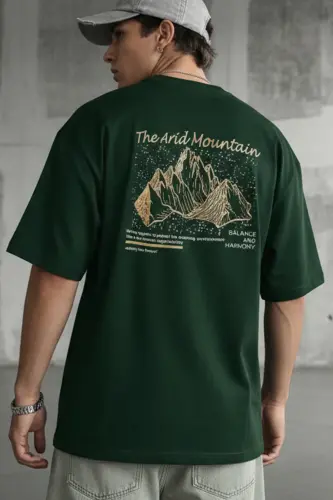 Men Arid Mountain Green Oversize Salas Boyfriend T-Shirt-Green 