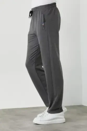 Men Black-anthracite 2-piece Sweatpants Zipper Pocket Embroidery Detailed Straight Leg Relaxed Fit-Black - 3