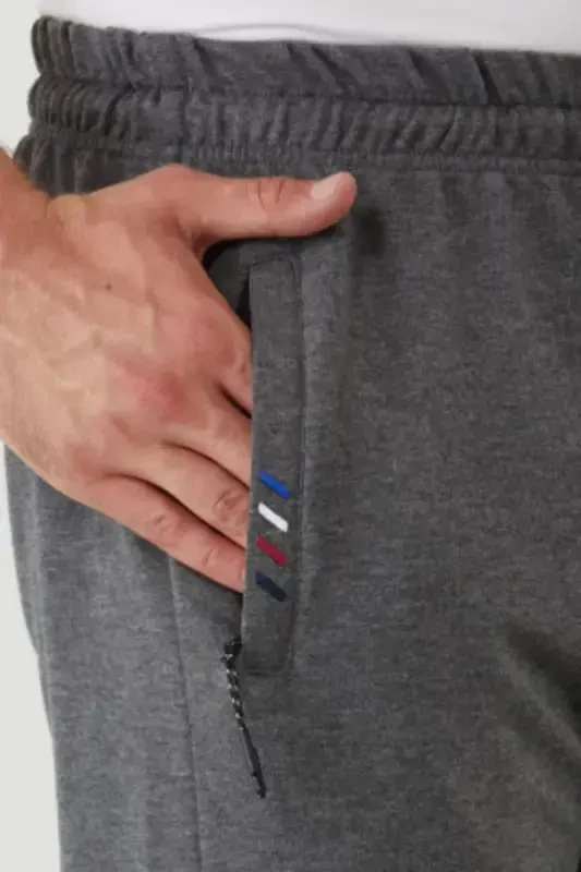 Men Black-anthracite 2-piece Sweatpants Zipper Pocket Embroidery Detailed Straight Leg Relaxed Fit-Black - 4