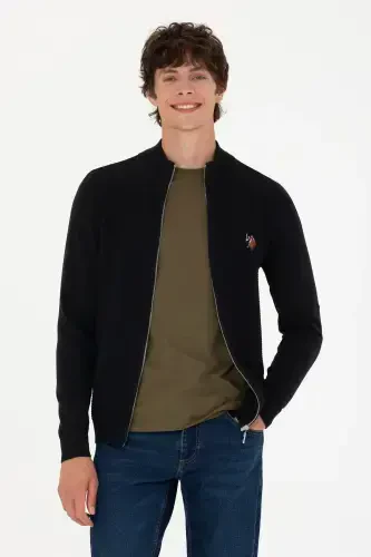 Men Black Basic Knitted Cardigan 50268938-VR046-142329 - 3