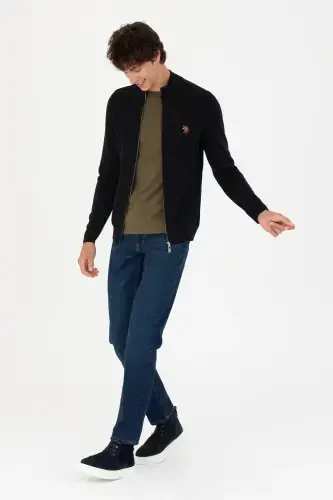 Men Black Basic Knitted Cardigan 50268938-VR046-142329 - 4