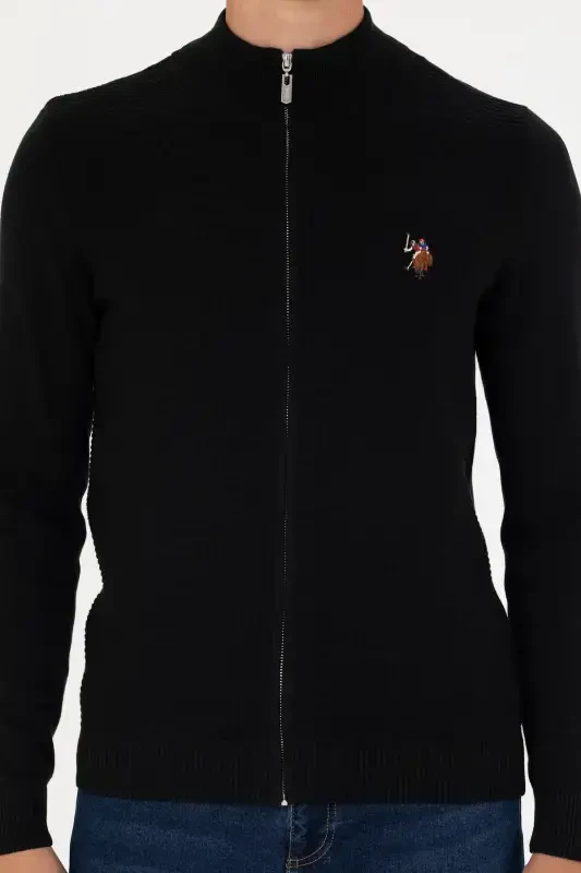 Men Black Basic Knitted Cardigan 50268938-VR046-142329 - 6