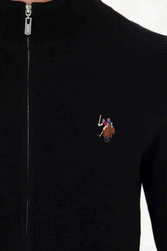 Men Black Basic Knitted Cardigan 50268938-VR046-142329 - 7