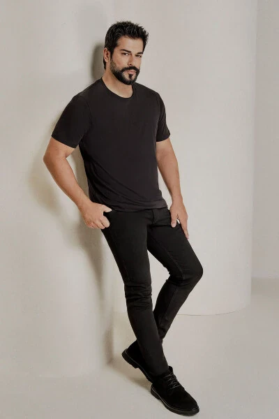 Men Black-Black 2-Pack Slim Fit Narrow Cut Cotton Basic T-Shirt - 4