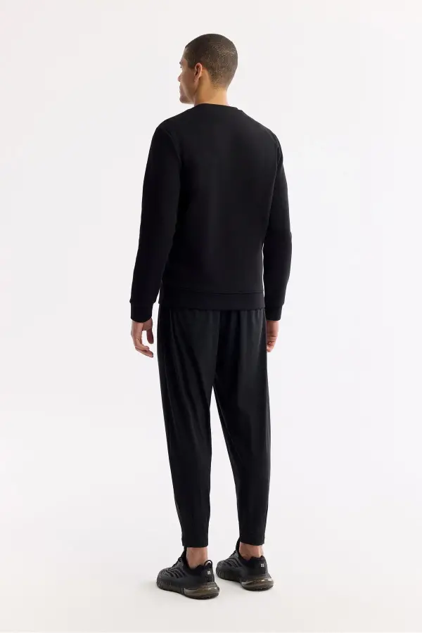 Men Black Crew Neck Printed Bi Stretch Inter - 4