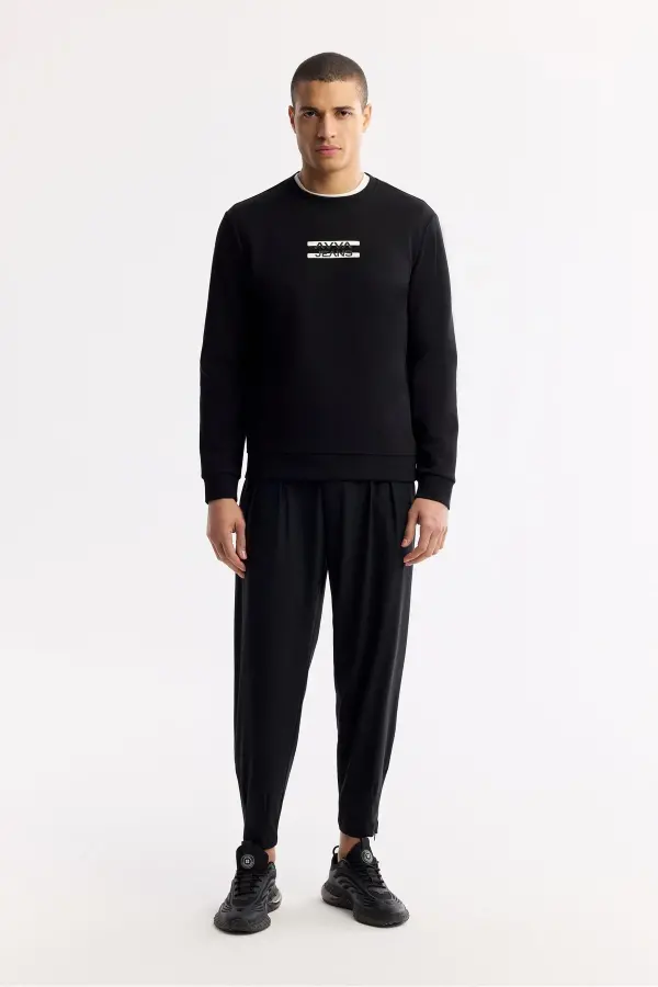 Men Black Crew Neck Printed Bi Stretch Inter - 6