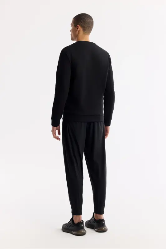 Men Black Crew Neck Printed Bi Stretch Inter - 4