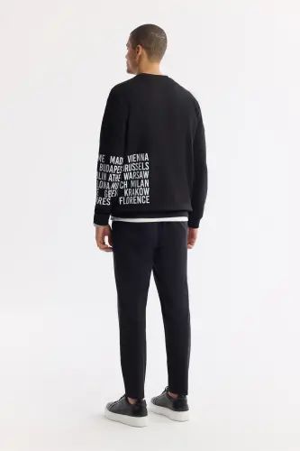 Men Black Crew Neck Printed Bi Stretch Inter - 4