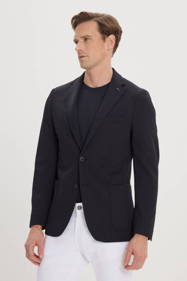 Men Black Slim Fit Narrow Cut Mono Collar Casual Bl - 15