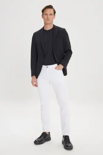 Men Black Slim Fit Narrow Cut Mono Collar Casual Bl - 3