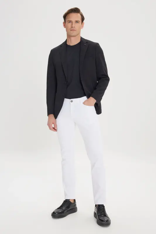Men Black Slim Fit Narrow Cut Mono Collar Casual Bl - 3