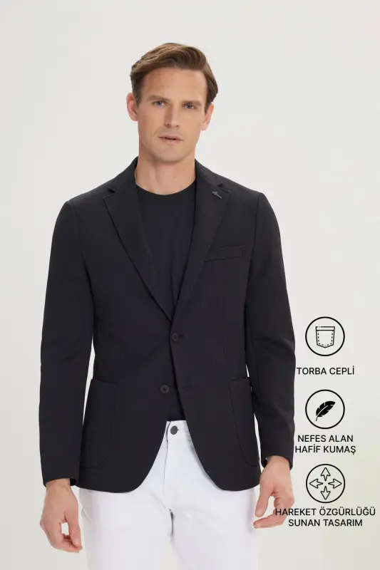 Men Black Slim Fit Narrow Cut Mono Collar Casual Bl - 9