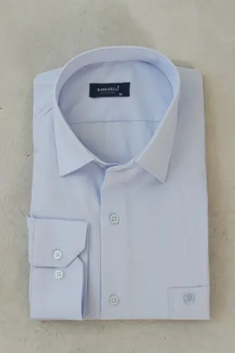Men Blue Classic Collar Easy Iron Cotton Blend Fit Special Boxed Shirt G90-Blue - 2