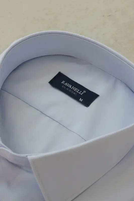 Men Blue Classic Collar Easy Iron Cotton Blend Fit Special Boxed Shirt G90-Blue - 3