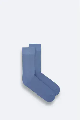 Men Blue Plain Bamboo Ankle Sock B008505-Blue - AVVA (1)