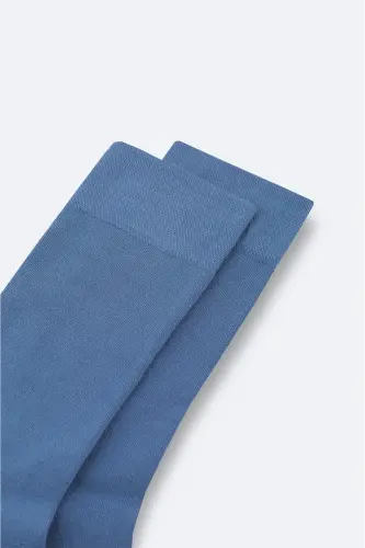 Men Blue Plain Bamboo Ankle Sock B008505-Blue - 3