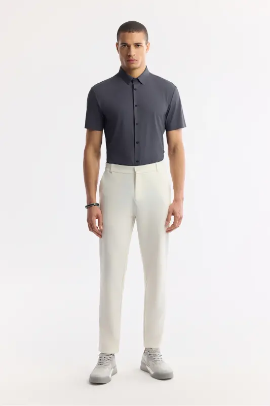 Men Broken White Slim Fit Elastic Waistband Stretc - AVVA