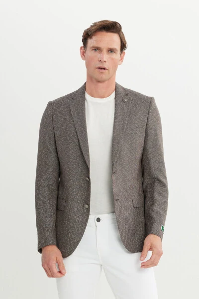 Men Brown Slim Fit Narrow Cut Mono Collar Arm - 1