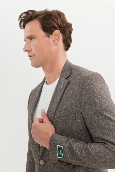 Men Brown Slim Fit Narrow Cut Mono Collar Arm - 4