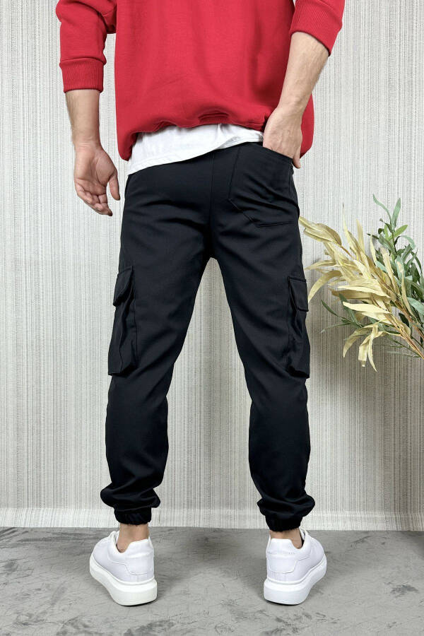 Men Cargo Pocket Black Jogger Pants - 12