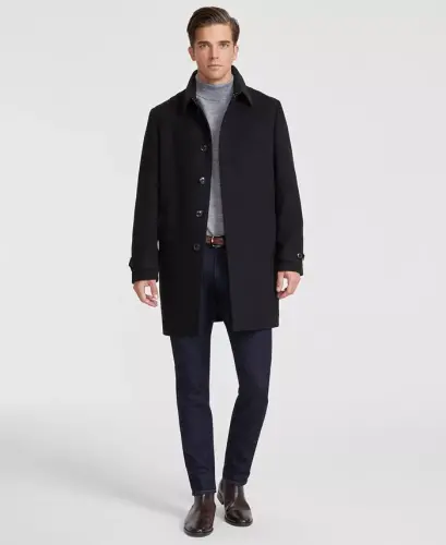 Men Classic Fit Car Coat - Black 