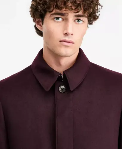 Men Classic Fit Car Coat - Burgundy - 3