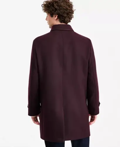 Men Classic Fit Car Coat - Burgundy - 5