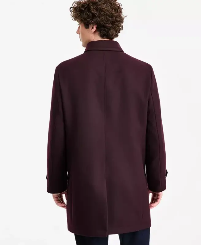 Men Classic Fit Car Coat - Burgundy - 5