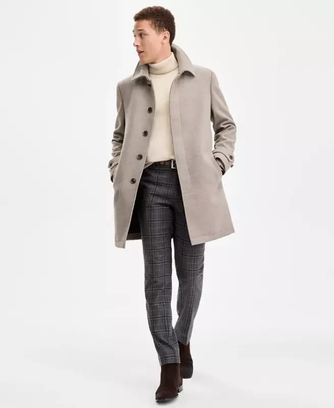 Men Classic Fit Car Coat - Taupe - 4